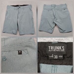 Trunks Surf & Swim Mens 30 Gray Micro Check Hybrid Shorts Stretch